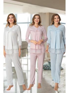 Effortt 7042 Dantel Detaylı Lohusa Pijama Takımı