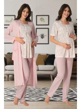 Effortt 8014P Lohusa Hamile Pijama Takım Sabahlık