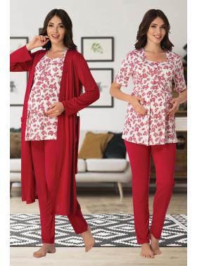 Effortt 8014V Lohusa Hamile Pijama Takım Sabahlık