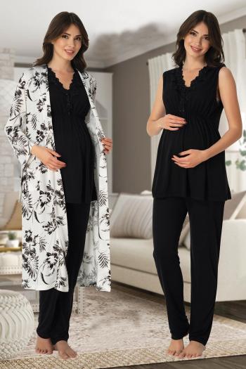 Effortt 8034 Siyah Lohusa Hamile Pijama Takım Sabahlık Effortt 8034 Siyah Lohusa Hamile Pijama Takım Sabahlık