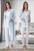 Effortt 9054 Puan Detaylı Mavi Sabahlıklı Lohusa Pijama Takımı