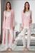 Effortt 9054 Puan Detaylı Pudra Pembe Sabahlıklı Lohusa Pijama Takımı