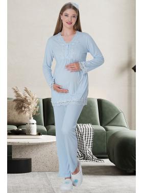MECİT MAVİ 1501 Hamile Lohusa Pijama Takımı