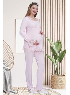 Mecit 6300 Pembe Dantelli Hamile Lohusa Pijama Takımı