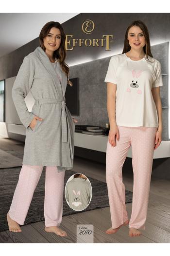 Effortt 2070 Emzirme Özellikli Sabahlıklı Hamile Pijama Takımı