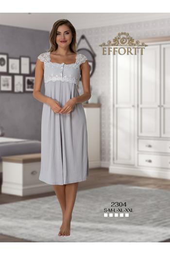 Effortt 2304G Gri Dantelli Lohusa Gecelik Takımı