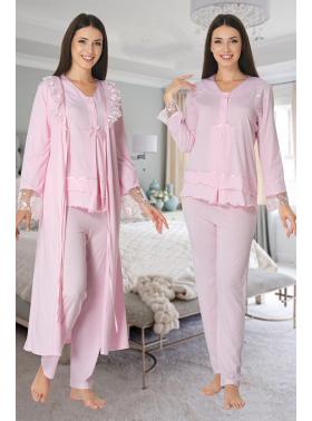 Effortt 2424P Lohusa Hamile Pijama Takım Sabahlık Takım