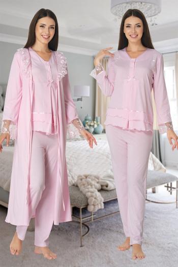 Effortt 2424P Lohusa Hamile Pijama Takım Sabahlık Takım