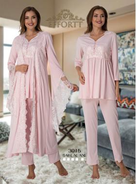 Effortt 3015 Pudra Prenses Sabahlıklı Lohusa Pijama Takımı