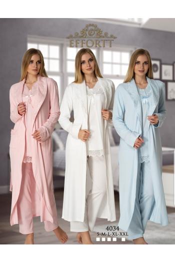 Effortt 4034 Dantelli Lohusa Pijama Takım Sabahlık