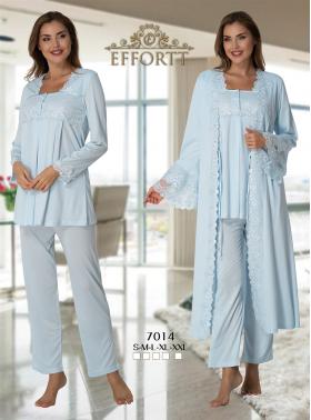 Effortt 7014 Mavi Prenses Sabahlıklı Lohusa Pijama Takımı