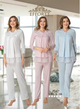 Effortt 7042 Dantel Detaylı Lohusa Pijama Takımı