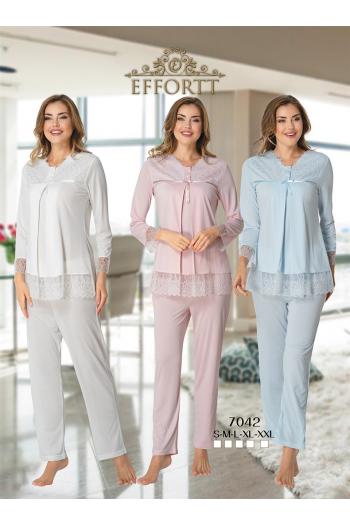 Effortt 7042 Dantel Detaylı Lohusa Pijama Takımı