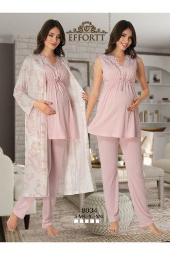 Effortt 8034P Lohusa Hamile Pijama Takım Sabahlık