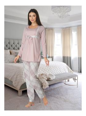 Effortt 8082P  Dantelli Lohusa Pijama Takım