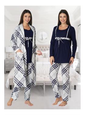 Effortt 8084L Sabahlıklı Dantelli Lohusa Pijama Takım