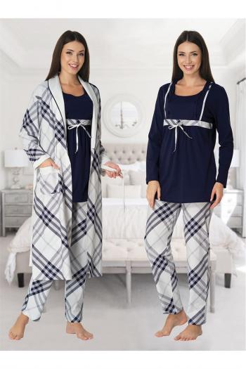 Effortt 8084L Sabahlıklı Dantelli Lohusa Pijama Takım