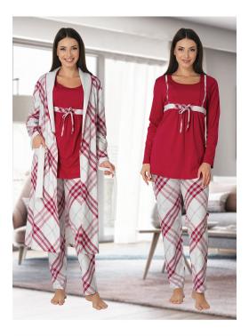 Effortt 8084V Sabahlıklı Dantelli Lohusa Pijama Takım