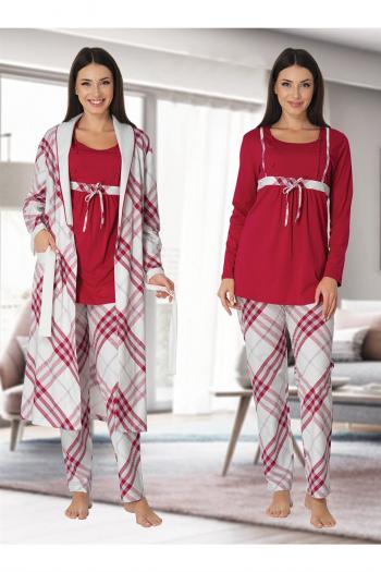 Effortt 8084V Sabahlıklı Dantelli Lohusa Pijama Takım