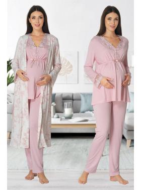 Effortt 8094P Lohusa Hamile Pijama Takım Sabahlık